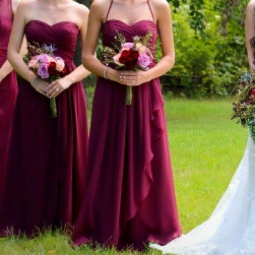 David's Bridal bridesmaid dress in Wine